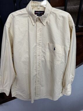 Medium Ralph Lauren Men’s Yellow Stripe Button-Down -Big Shirt- Shirt